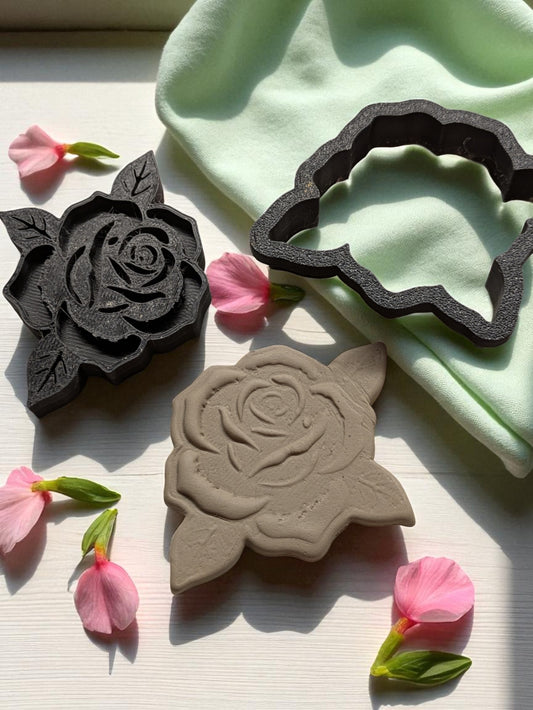 Rose clay cutter and stamp set