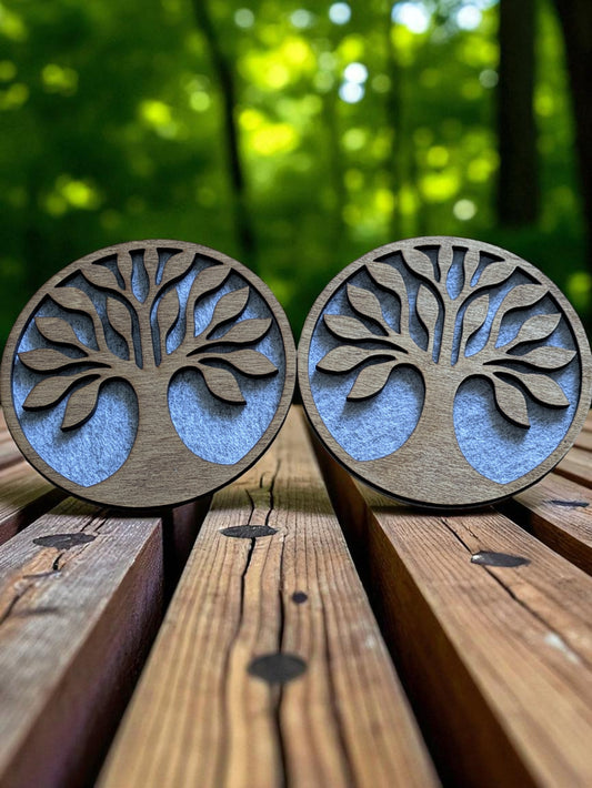 Tree of Life Coasters – Set of 4 – Wood & Felt