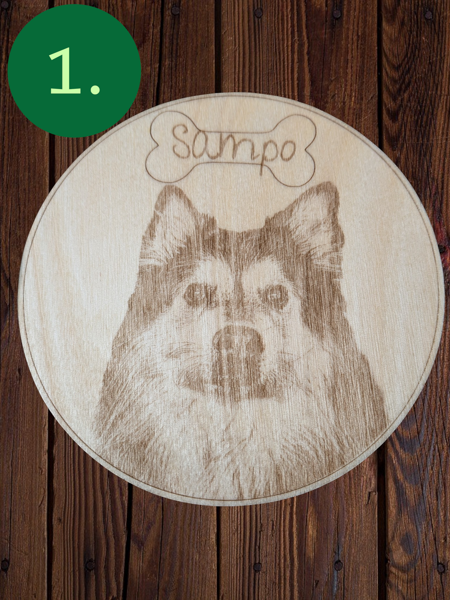 Personoitu lemmikkitaulu – Pyöreä, Neliö tai A4