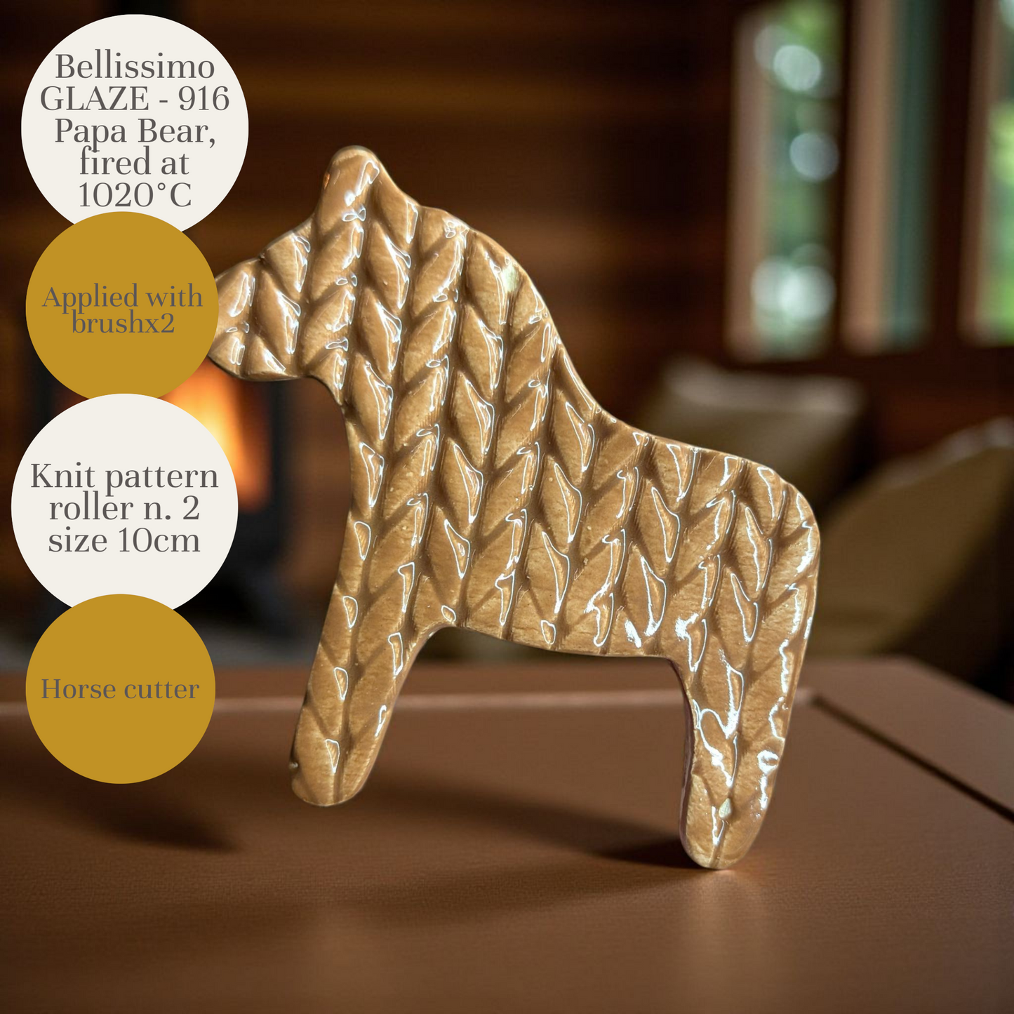 Hevosenmuotoinen savileikkuri – Pystyssä seisova malli