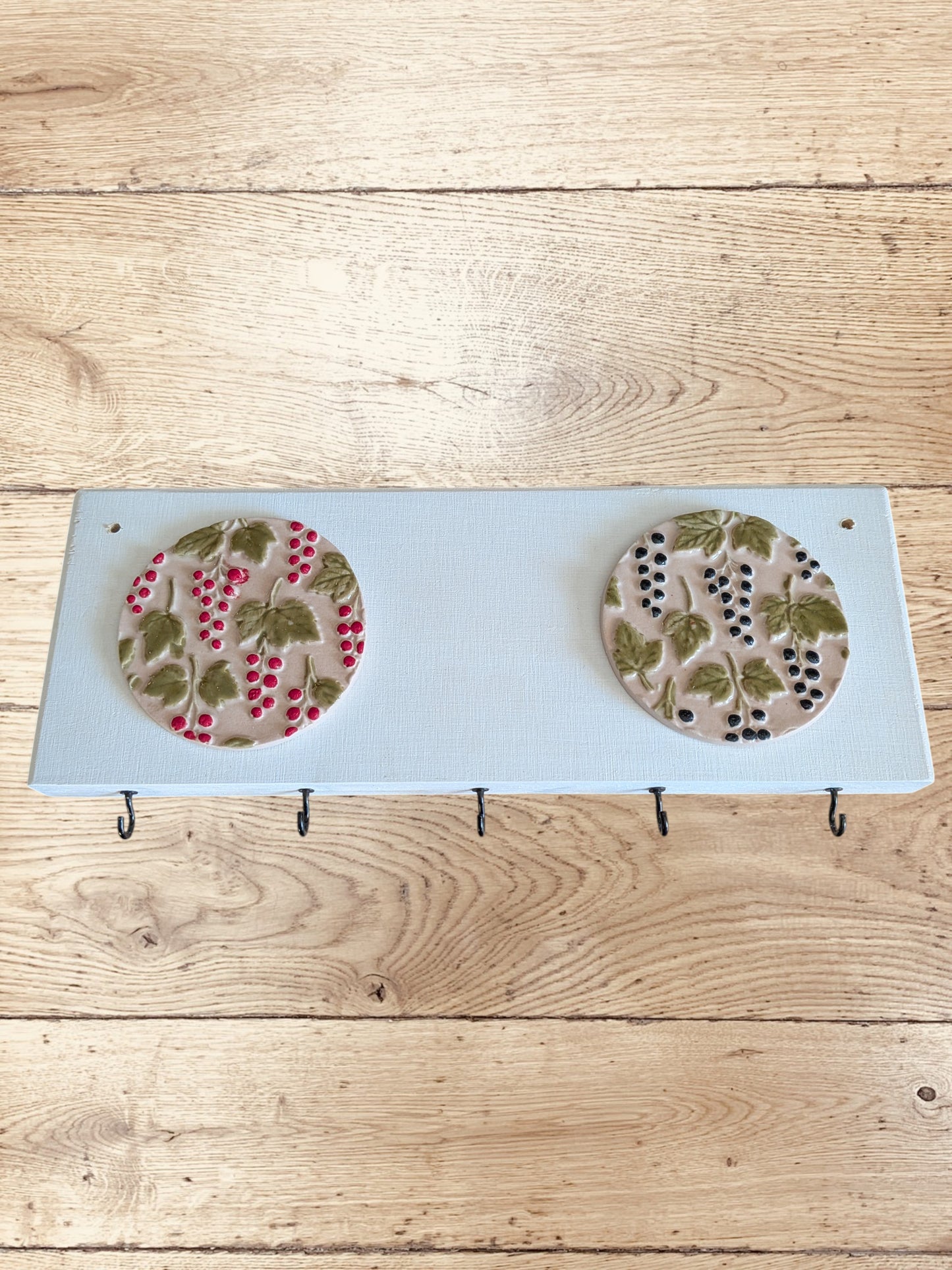 Recraft Collection – Upcycled Kitchen Rack with Handmade Ceramic Berry Medallions
