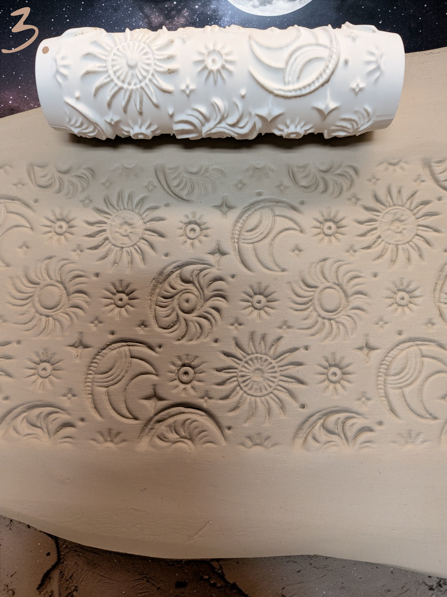 Bohemian Texture Rollers – floral, whimsical, feathers, celestial Patterns for Clay