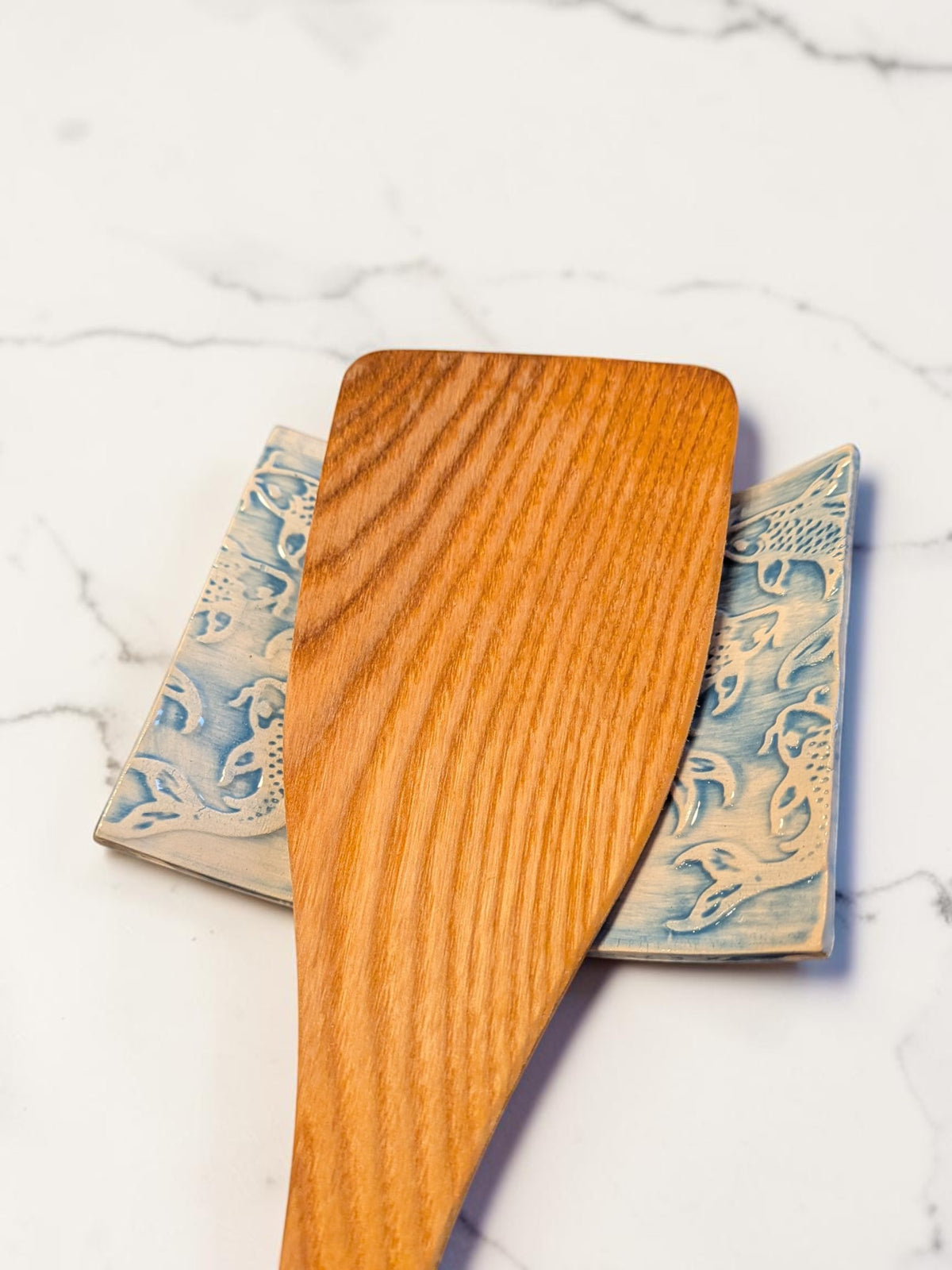 Koi Fish Ceramic Spoon Rest Tile – Handmade, One-of-a-Kind