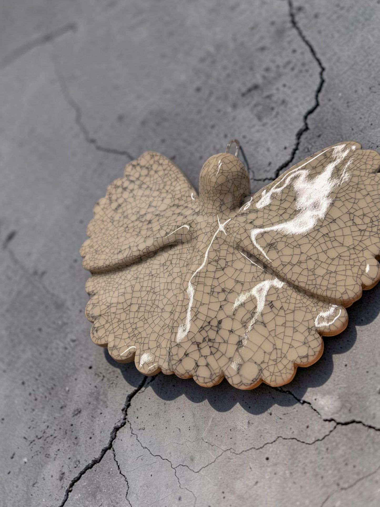Guardian Angel Ceramic Ornament – Handmade Crackle Glaze Hanging Decoration