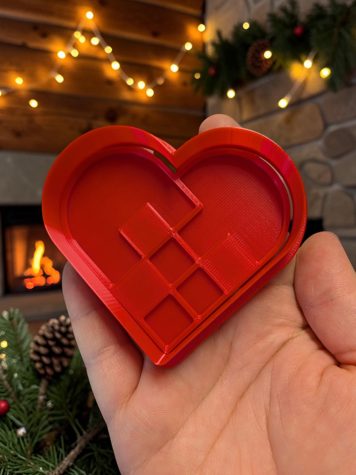 🎄 Perinteinen joulusydän – leikkuri & leimasin keramiikkaan (useita kokoja)