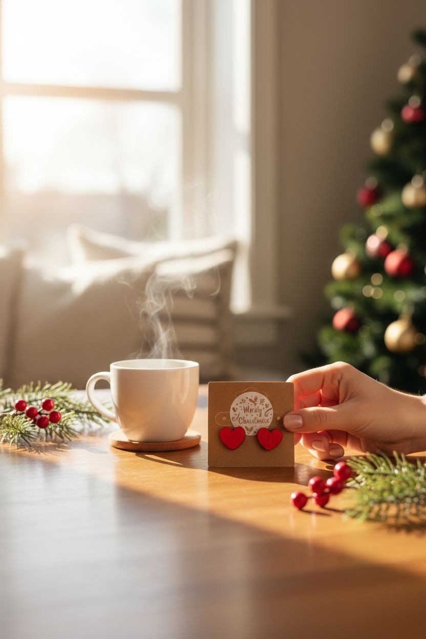 Sydän nappikorvikset – suomalainen koivuvaneri