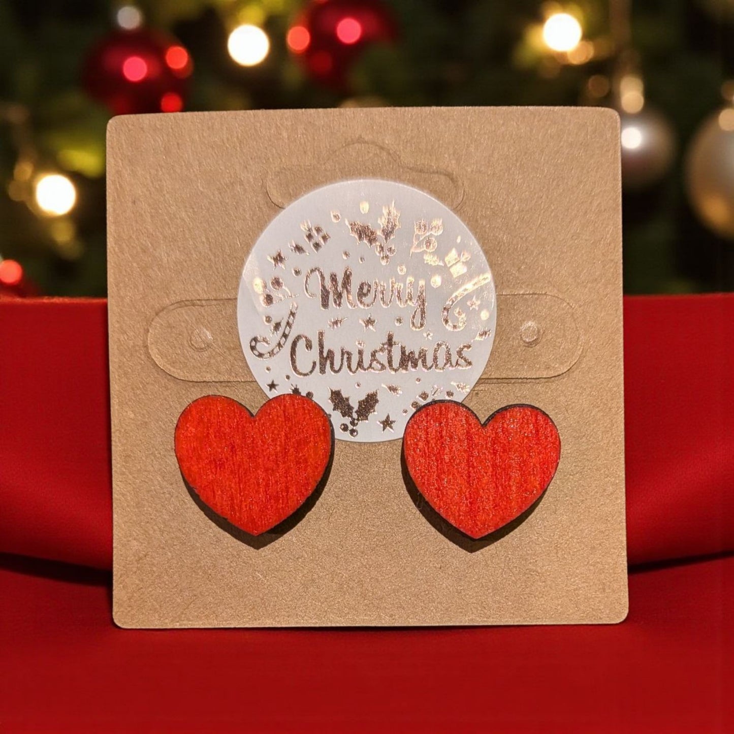 Sydän nappikorvikset – suomalainen koivuvaneri