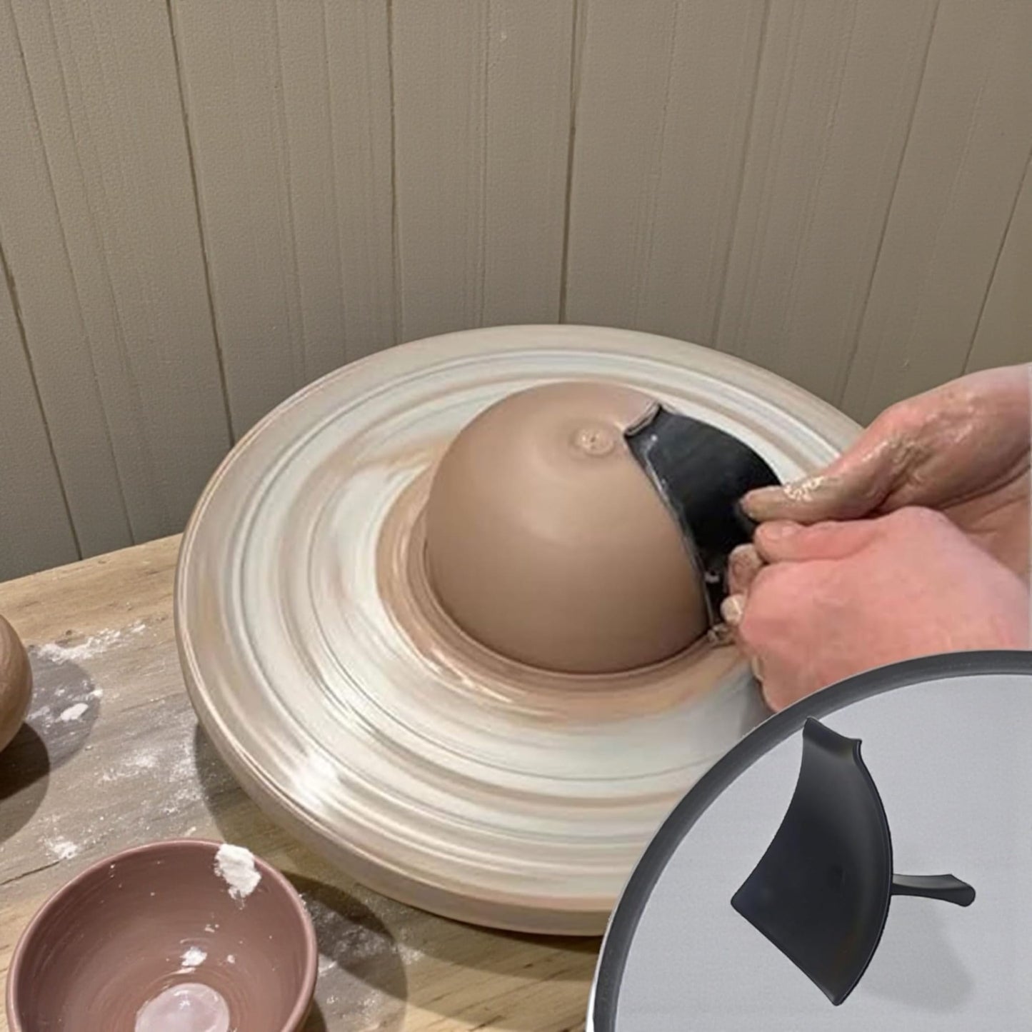 Keskitystyökalu dreijaukseen — ABS-muotoiluväline savitöille