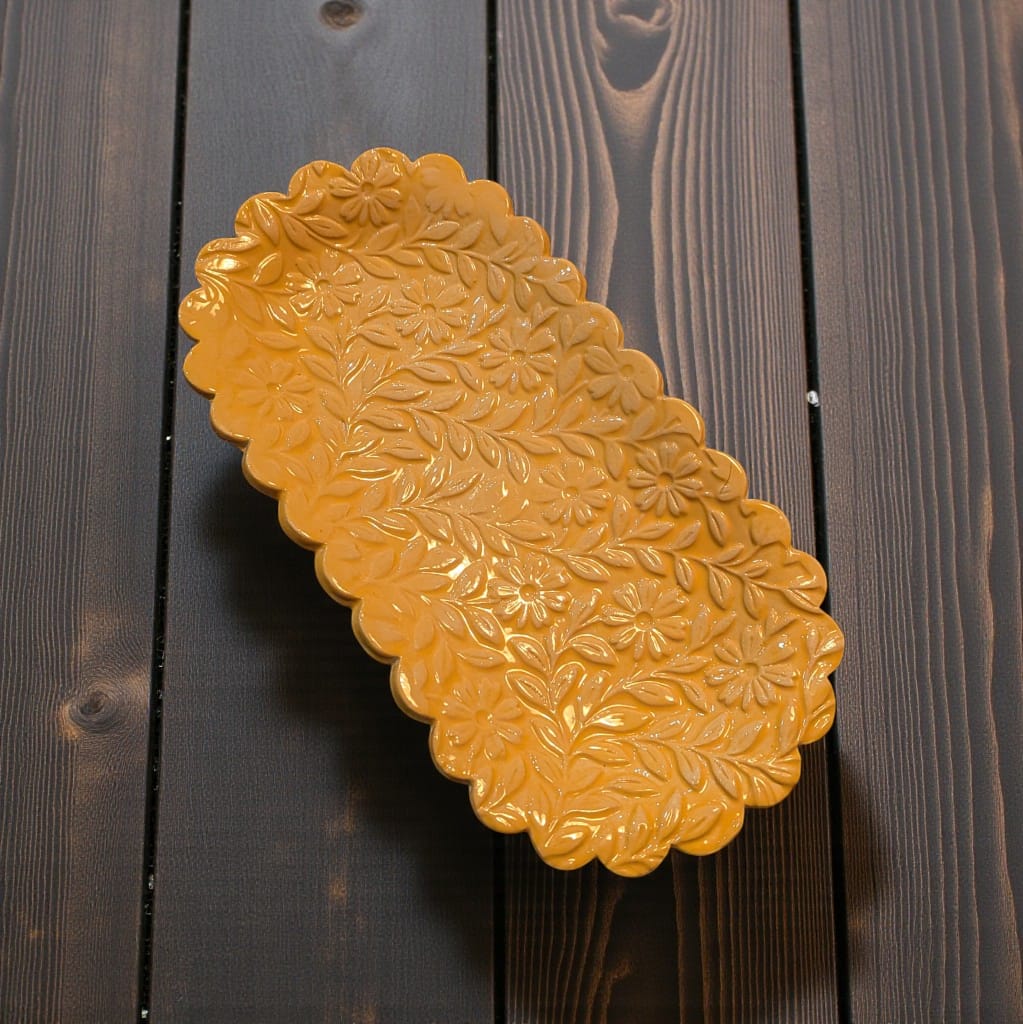 Handmade ceramic serving dish made in Finland