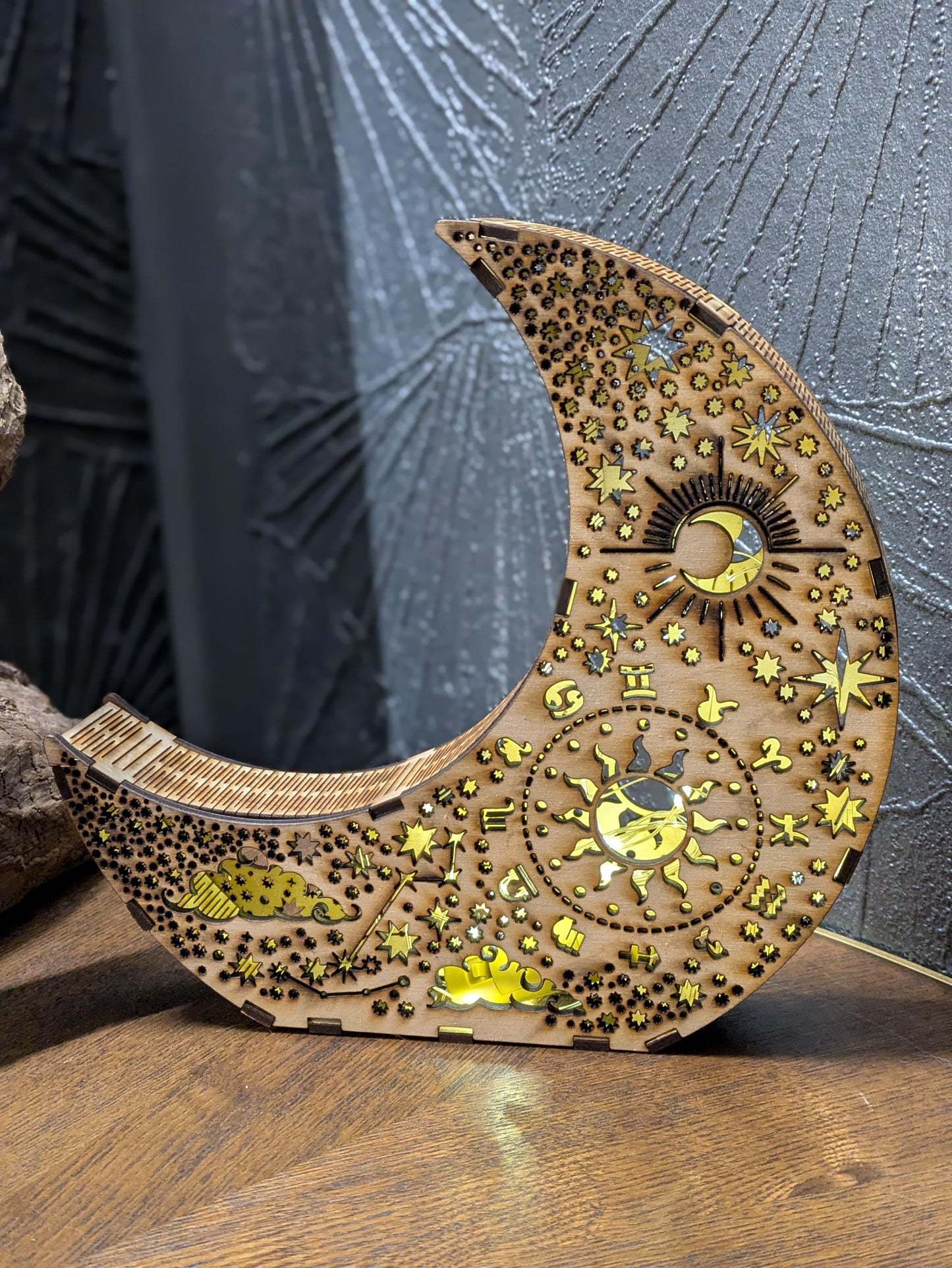 Kuun kynttilänjalka tee-se-itse -sarja – laserleikattu koivuvaneri – tasainen kynttilälyhty – tarvitaan kokoaminen – Nordic Decor Craft Kit