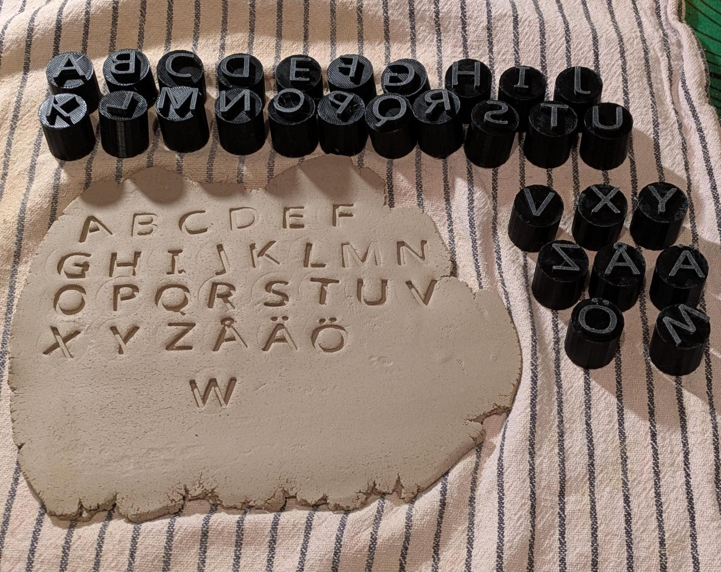 Scandinavian Alphabet Stamp Set | 3D Printed Letter Stamps for Clay & Crafts
