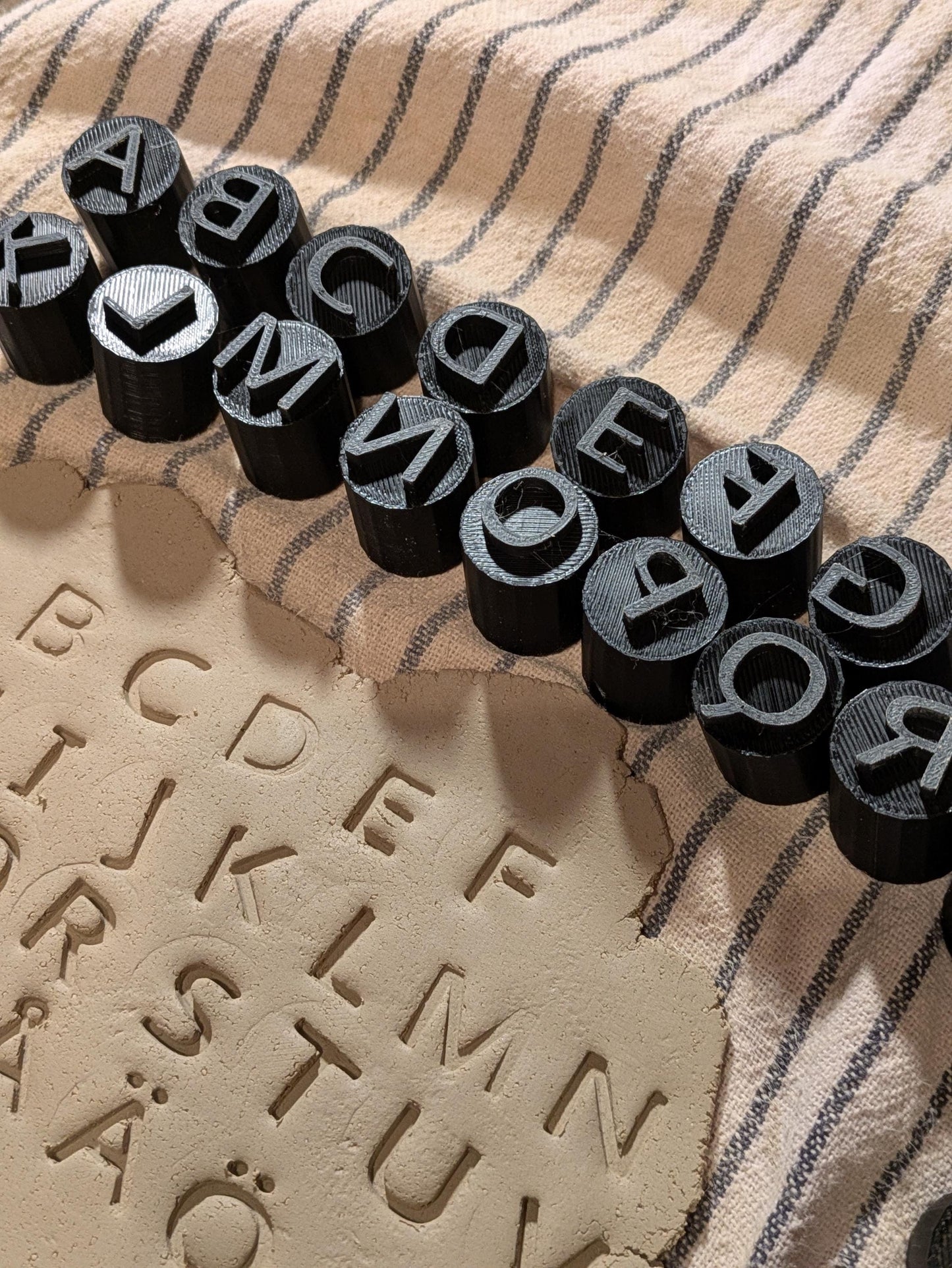 Scandinavian Alphabet Stamp Set | 3D Printed Letter Stamps for Clay & Crafts