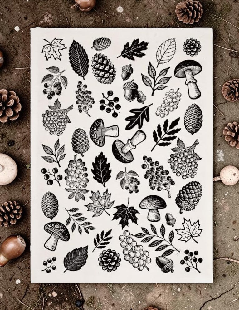 Forest Elements Underglaze Transfer Sheet