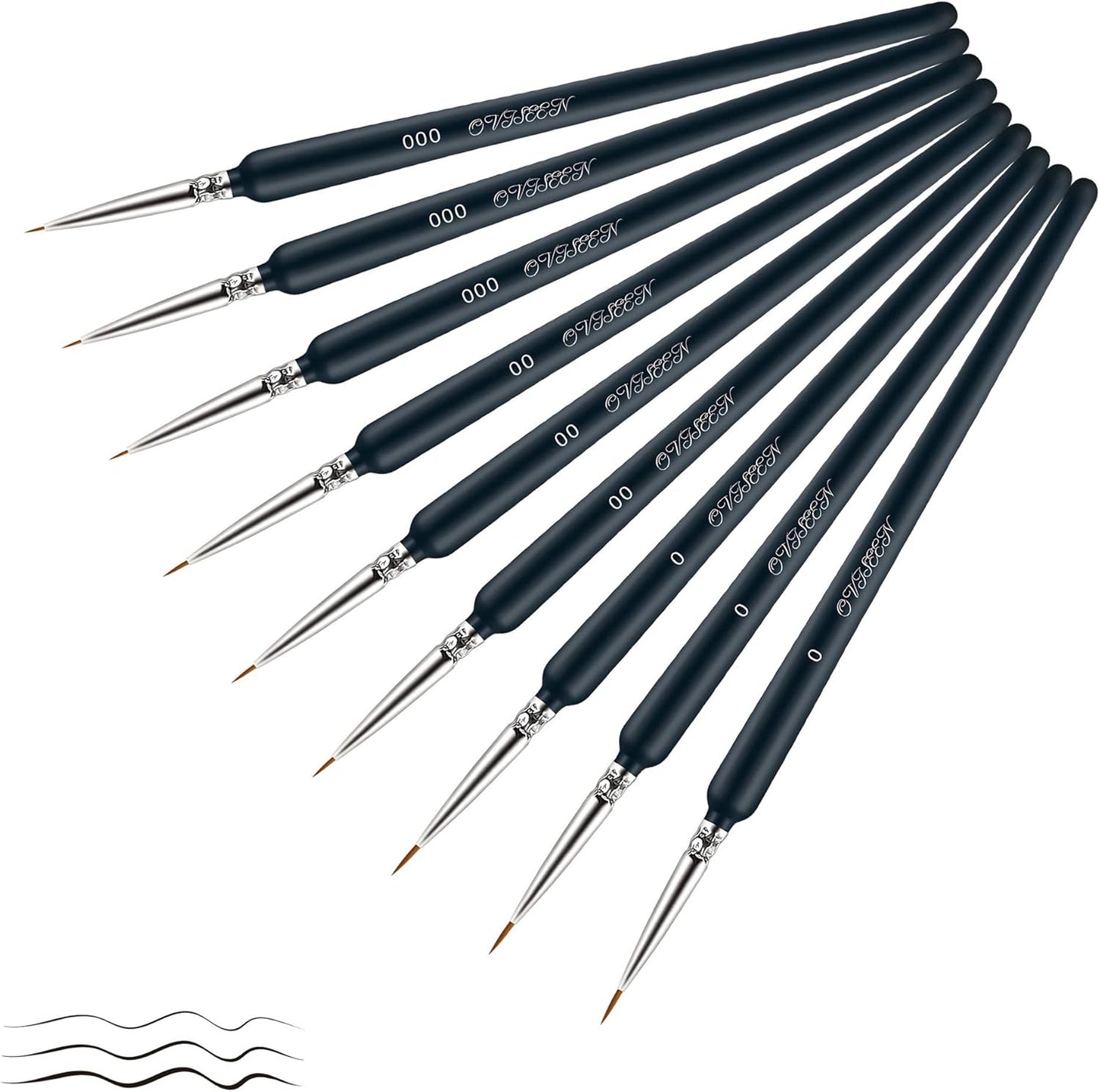 Fine Detail Liner Brush – Nylon Art Brush, Sizes 000/00/0