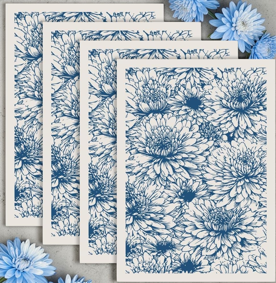Chrysanthemum Pattern Underglaze Transfer Sheet