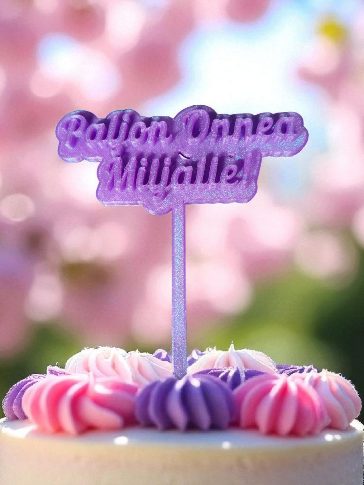 Personalised Cake Topper – Violet Glitter