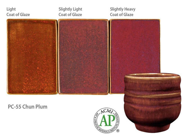AMACO PC-55 Chun Plum – Kivitavaralasite (Sivellinlasite), 472 ml