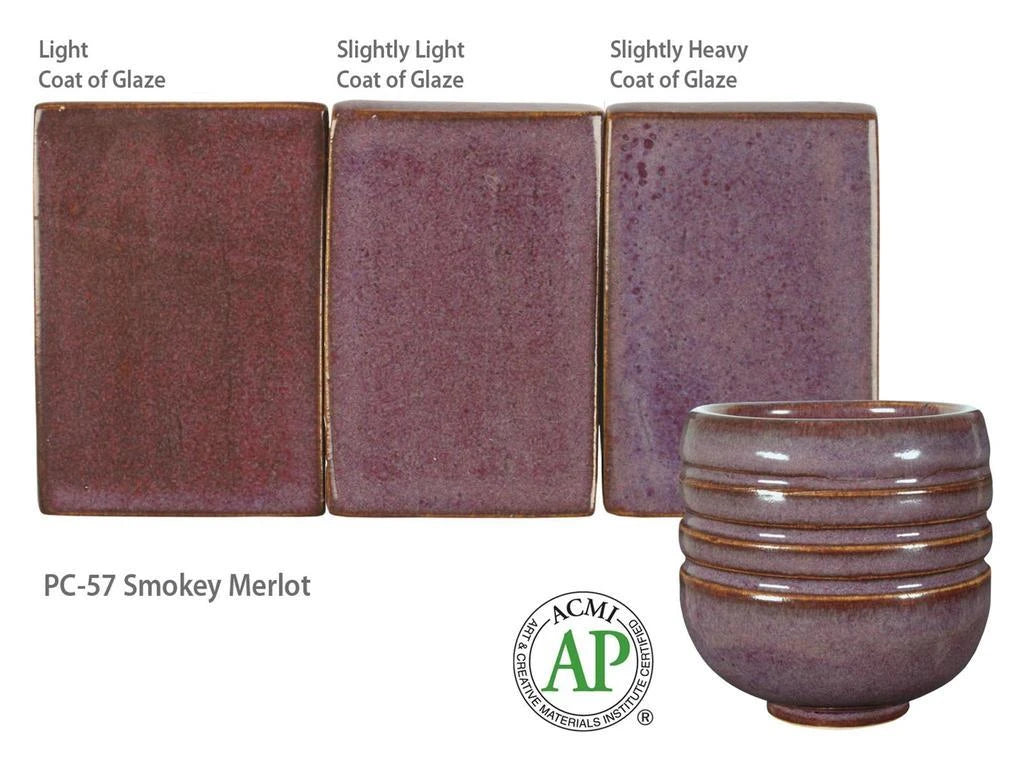 Potter's Choice: AMACO PC-57 Smokey Merlot – Kivitavaralasite (Sivellinlasite), 472 ml