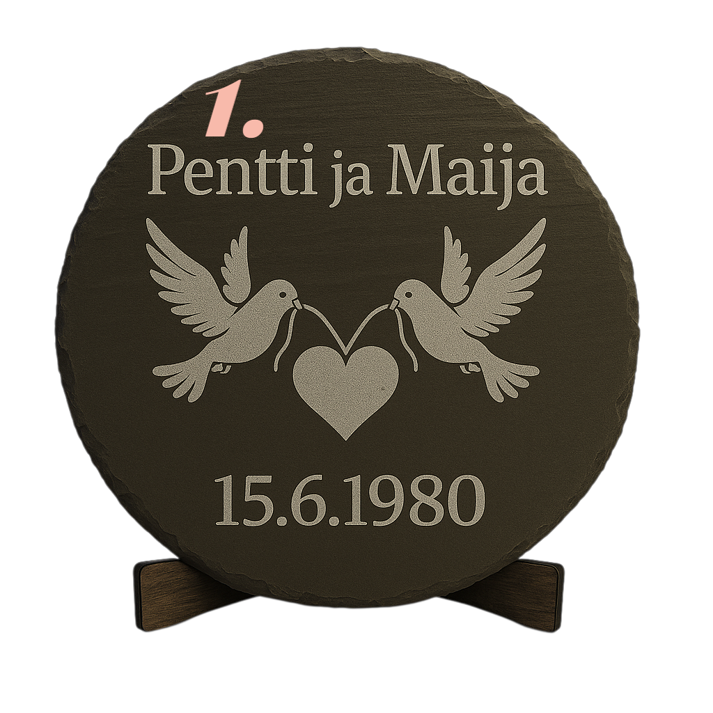 Yksilöllinen liuskekivitaulu kaiverruksella - pyöreä tai neliö