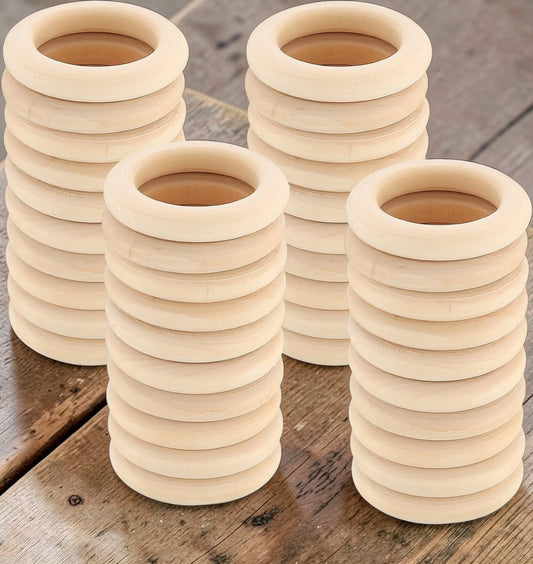 Wooden Craft Rings – Pack of 10 (55 mm)