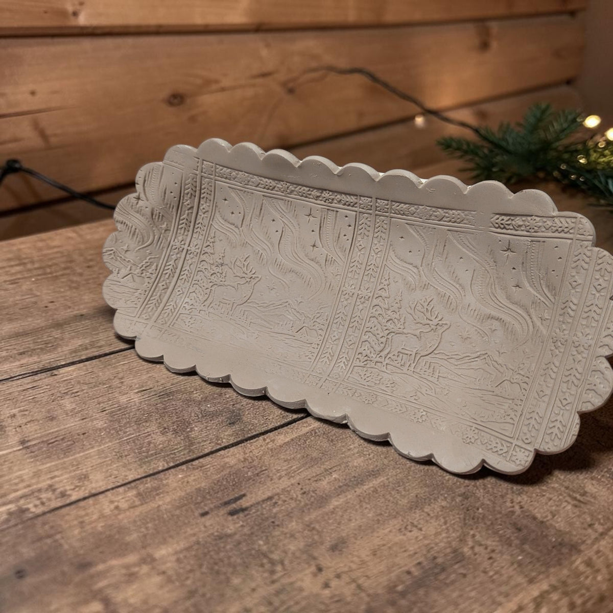 Winter Wonderland Pattern Roller – Nordic Reindeer & Aurora Texture Roller for Clay