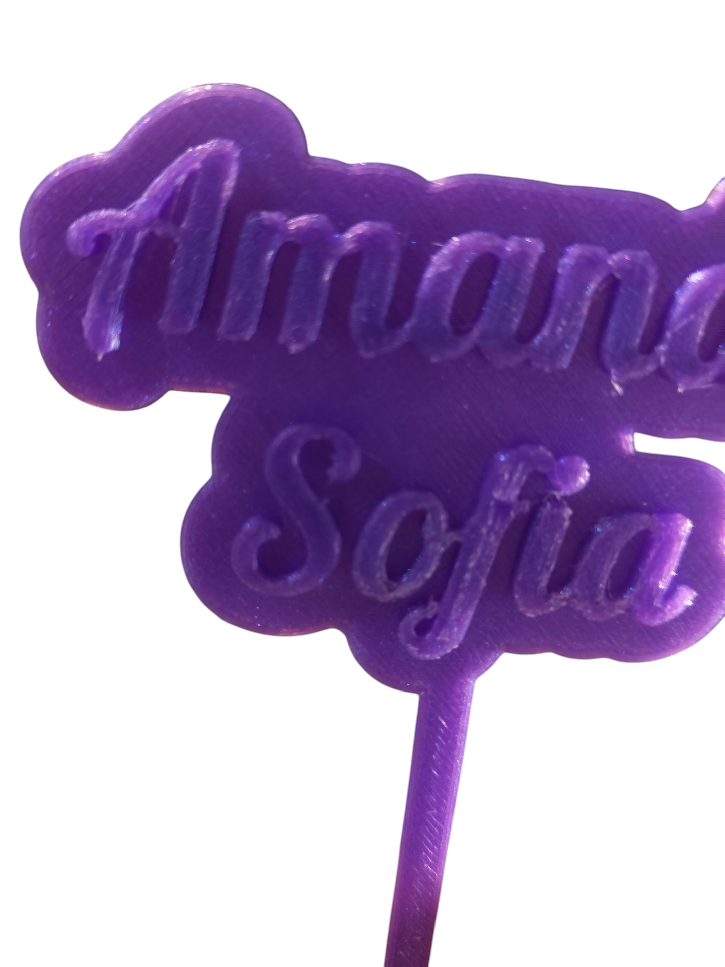 Personalised Cake Topper – Violet Glitter