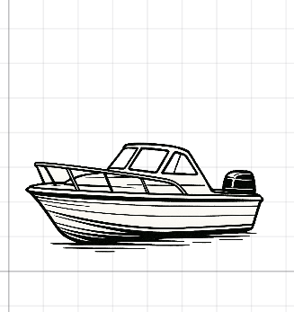 Motor boat engraving design