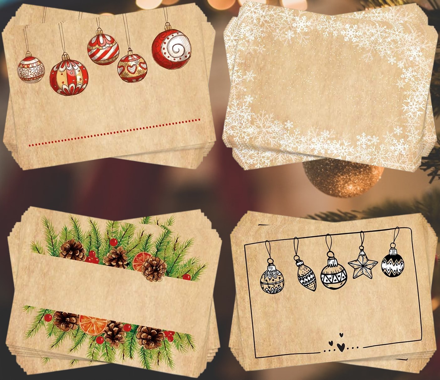 Joulutarrat – kraft-paperityyli, 8 kpl setti