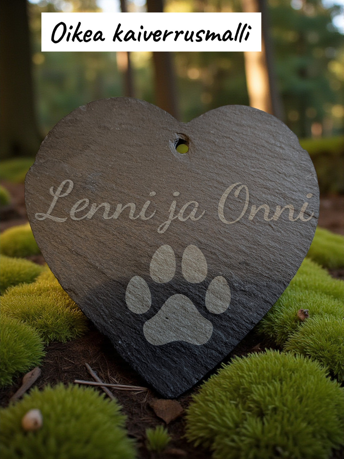 Real photo of an engraved slate memorial plaque – actual example, marked 'real engraving example'