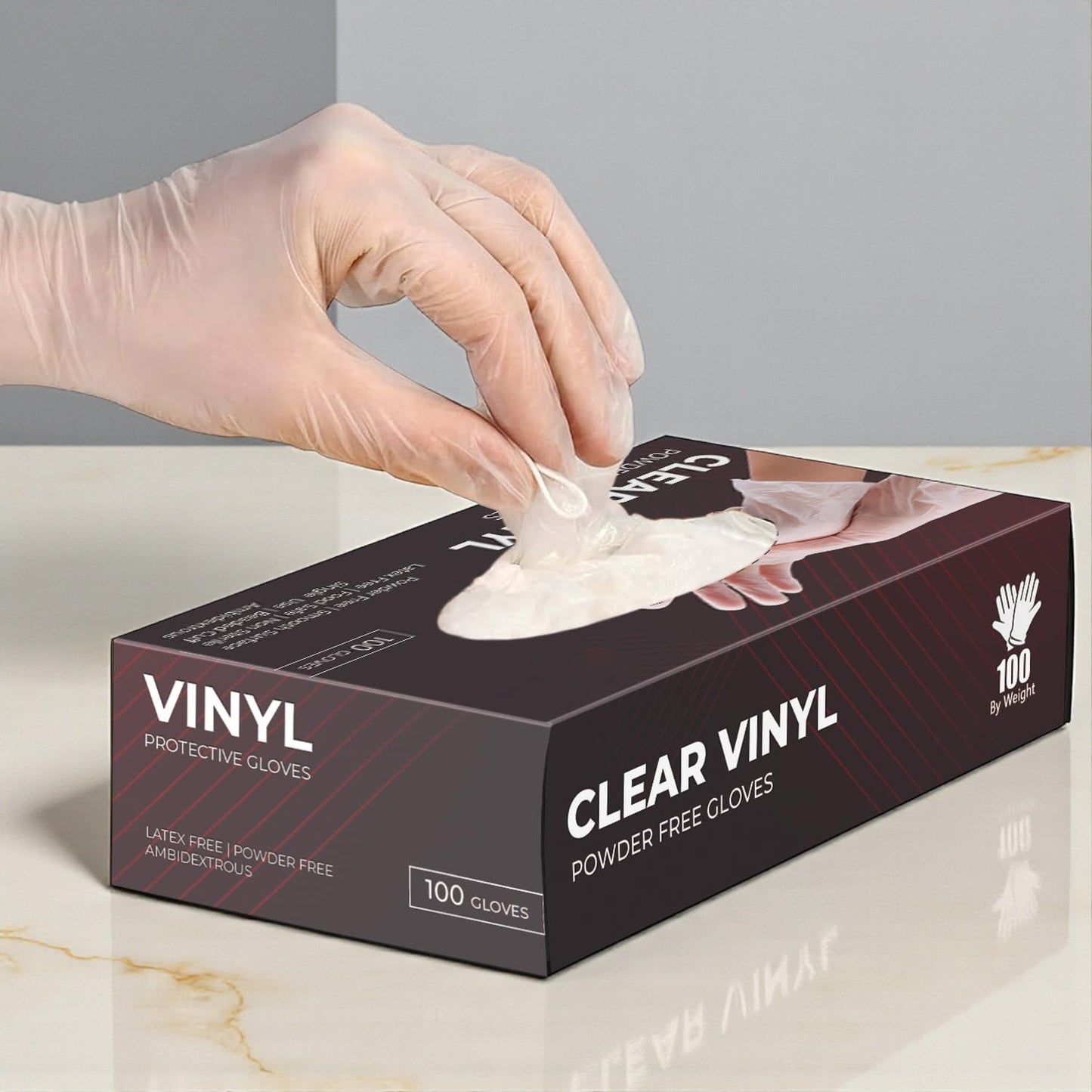 Kertakäyttöiset vinyylihanskat – puuterittomat ja lateksittomat (100 kpl / laatikko)