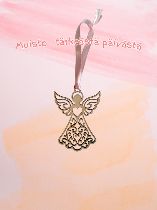 Wooden angel ornaments with personalization / baby gift