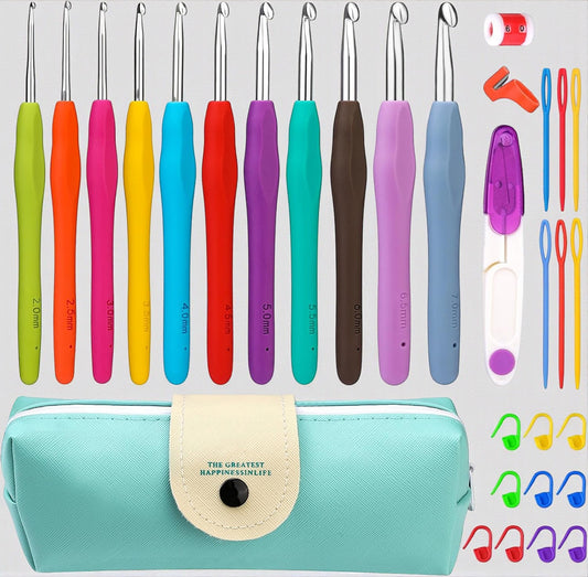 32-Piece Crochet Hook Set – Ergonomic, Versatile, and Colorful