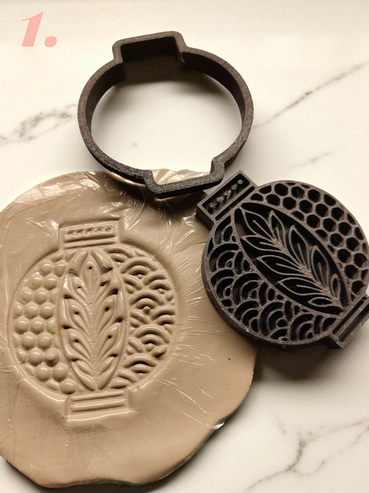 Honeycomb Leaf clay stamp cutter – decorative design