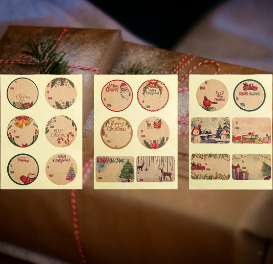 Christmas name tag stickers