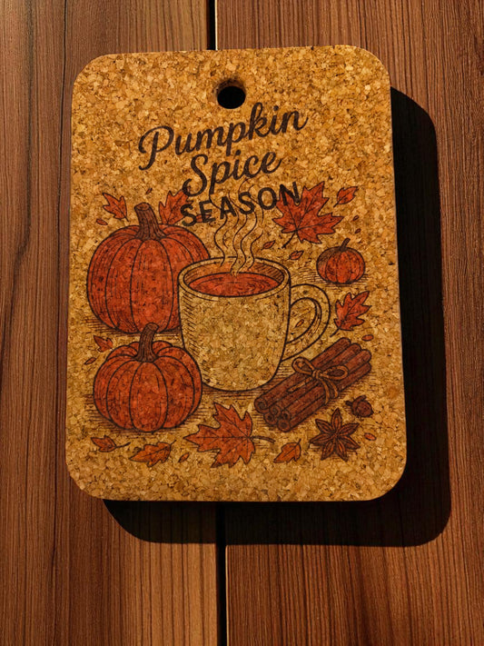 Autumn cork trivet – pumpkin design