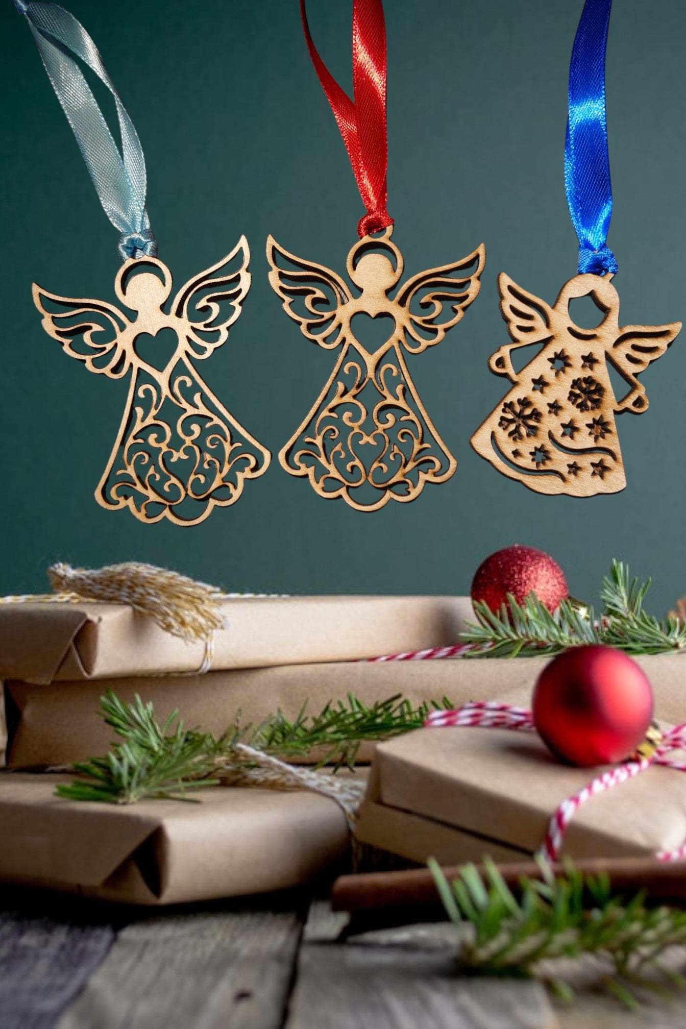 Wooden angel ornaments